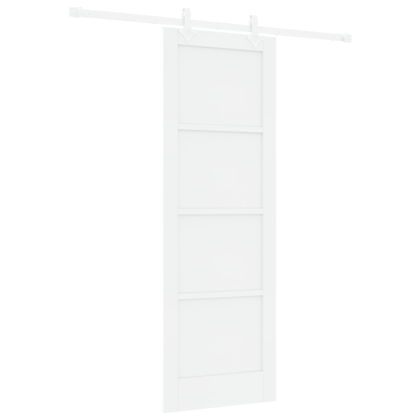 Porta Deslizante  com Conjunto de Ferragens Branca 73.5x211 cm Madeira Sólida de Pinho M 2