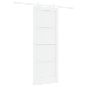 Puerta Deslizante  con Juego de Herrajes Blanca 78x202 cm Madera Maciza de Pino H