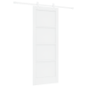 Puerta Deslizante  con Juego de Herrajes Blanca 78x202 cm Madera Maciza de Pino 2