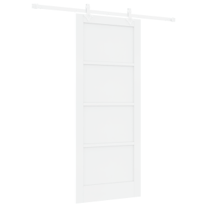 Porta Deslizante  com Conjunto de Hardware Branca 83x202 cm Madeira Sólida de Pinho H