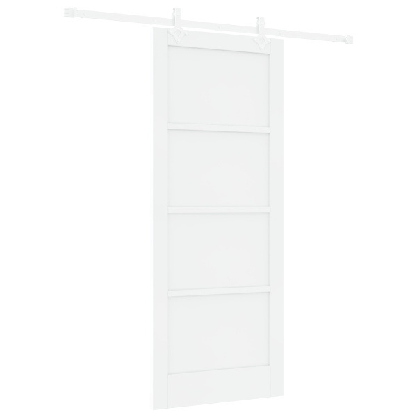 Puerta Deslizante  con Juego de Herrajes Blanca 83x202 cm Madera Maciza de Pino M 2