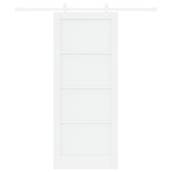 Puerta Deslizante  con Juego de Herrajes Blanca 83x202 cm Madera Maciza de Pino M 4