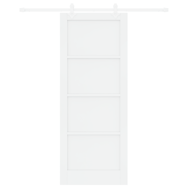 Puerta Deslizante  con Juego de Hardware Blanca 83x211 cm Madera Sólida de Pino M 4