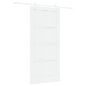 Puerta Deslizante  con Juego de Herrajes Blanca 93x202 cm de Madera Maciza de Pino H