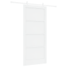 Puerta Deslizante  con Juego de Herrajes Blanca 93x202 cm de Madera Maciza de Pino 2
