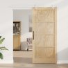 Puerta Corrediza  con Juego de Herrajes 93x211 cm Madera Maciza de Pino 3