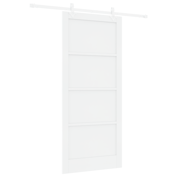 Puerta Deslizante  con Juego de Hardware Blanca 93x211 cm Madera Sólida de Pino M 2