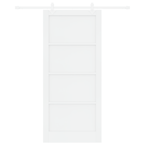 Puerta Deslizante  con Juego de Hardware Blanca 93x211 cm Madera Sólida de Pino M 4