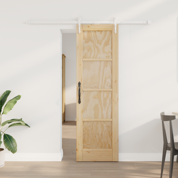 Puerta Deslizante con Juego de Herrajes 61x198.5 cm Madera Maciza de Pino D