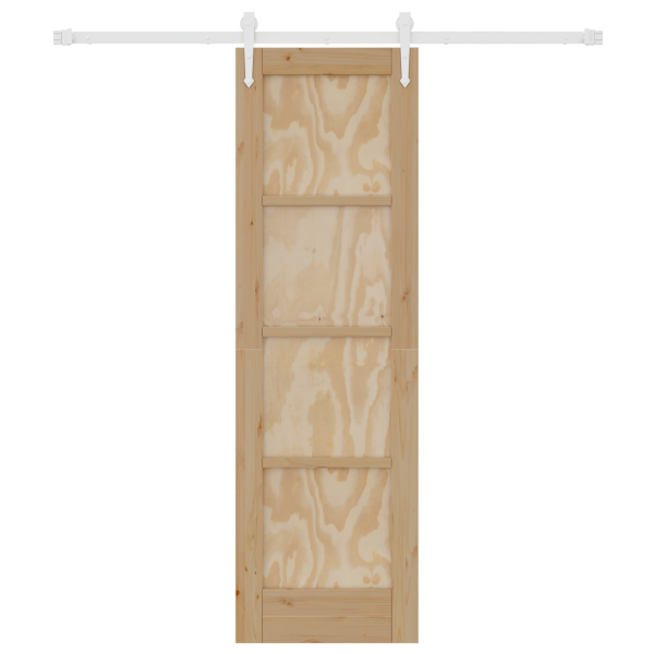 Puerta Deslizante con Juego de Herrajes 61x198.5 cm Madera Maciza de Pino M 4