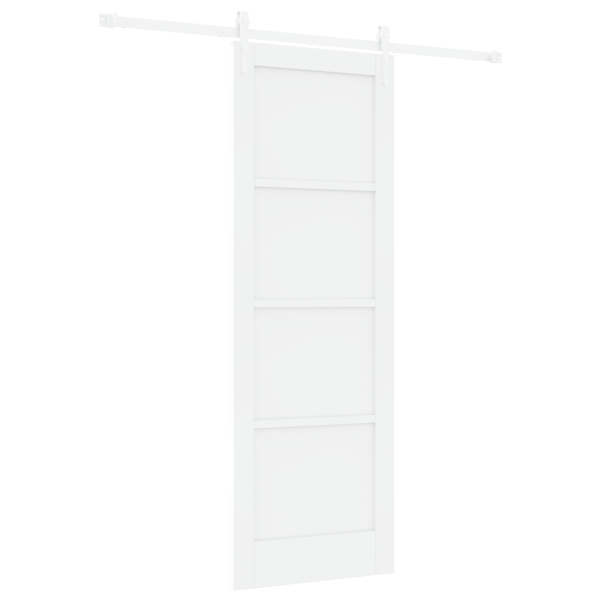 Puerta Corrediza  con Juego de Hardware Blanco 73.5x211 cm de Madera Maciza de Pino M 2