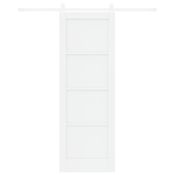 Puerta Corrediza  con Juego de Hardware Blanco 73.5x211 cm de Madera Maciza de Pino M 4