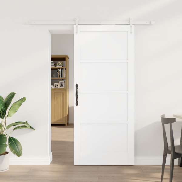 Puerta deslizante  con juego de hardware blanca 78x202 cm de madera sólida de pino D