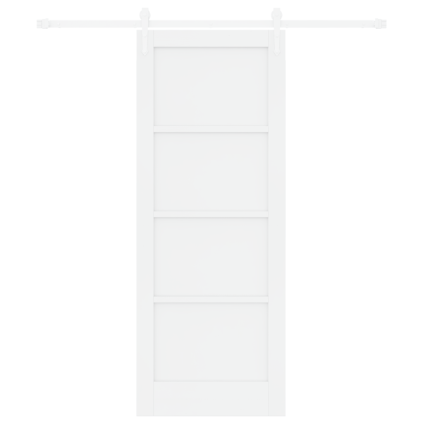 Porta Deslizante  com Conjunto de Hardware Branco 78x202 cm Madeira Sólida de Pinus M 4