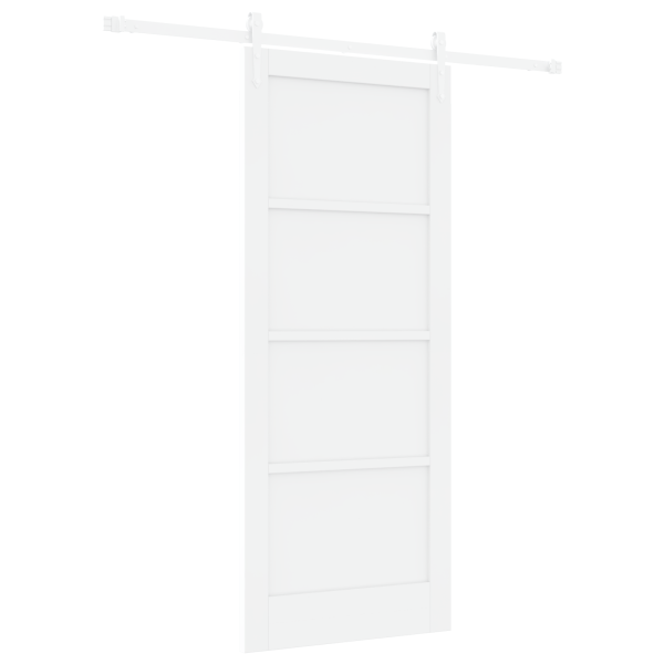 Puerta Corrediza  con Juego de Herrajes Blanca 83x202 cm Madera Maciza de Pino M 2