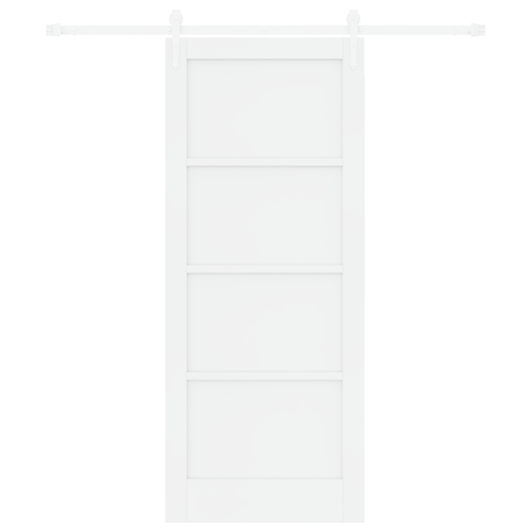 Puerta Corrediza  con Juego de Herrajes Blanca 83x202 cm Madera Maciza de Pino M 4