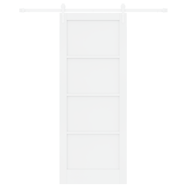 Porta Deslizante  com Conjunto de Ferragens Branco 83x211 cm Madeira Sólida Pinho M 4
