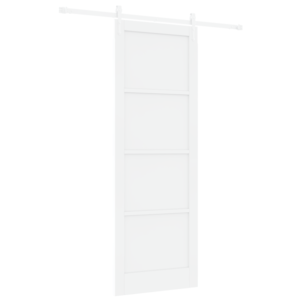 Puerta Deslizante  con Juego de Hardware Blanca 83x232 cm Madera Maciza de Pino M 2