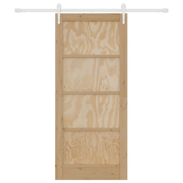 Puerta Deslizante  con Juego de Herrajes 86x198.5 cm Madera Maciza de Pino M 4