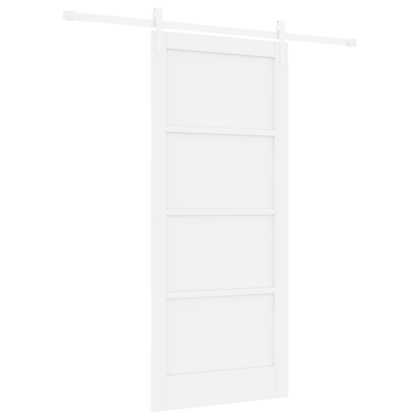 Porta Deslizante  com Conjunto de Hardware Branca 86x198.5 cm Madeira Maciça de Pinheiro M 2