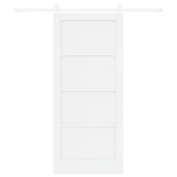 Puerta Corredera  con Juego de Herrajes Blanca 86x198.5 cm Madera Sólida de Pino M 4