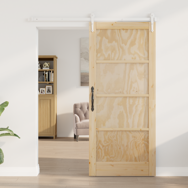 Puerta Corredera  con Juego de Hardware 86x211 cm de Madera Sólida de Pino M 3