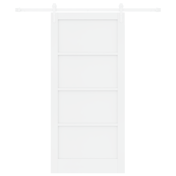 Porta Deslizante  com Conjunto de Ferragens Branco 93x202 cm Madeira Maciça de Pinheiro M 4