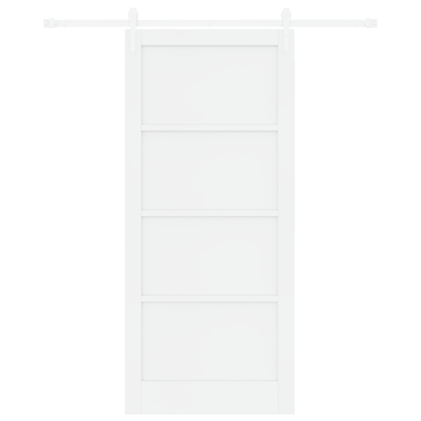 Porta Deslizante  com Conjunto de Ferragens Brancas 93x211 cm Madeira Sólida de Pinho M 4