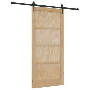 Puerta Deslizante  con Juego de Hardware 93x202 cm Madera Maciza de Pino H