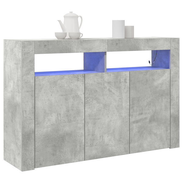 Buffet Cinza Concreto Madeira Engenheirada 116 x 30 x 75 cm M 3