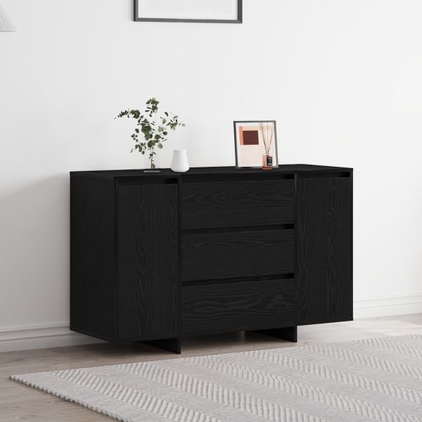 Sideboard Negro Roble 120x41x75 cm Madera Ingenerizada D