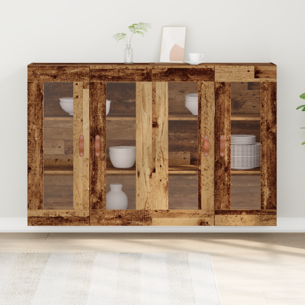 Gabinetes Montados en la Pared 2 pcs Madera Vieja 69.5x34x90 cm Madera Ingienerizada M 4