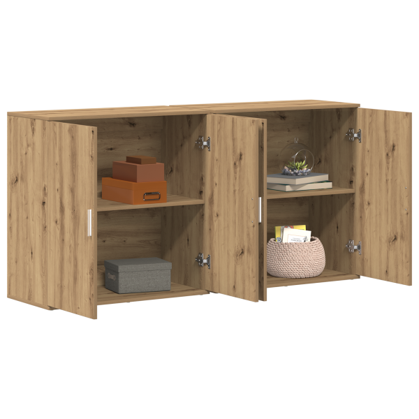 Buffets 2 pcs de Roble Artesanal 79x38x80 cm de Madera Elaborada M 3