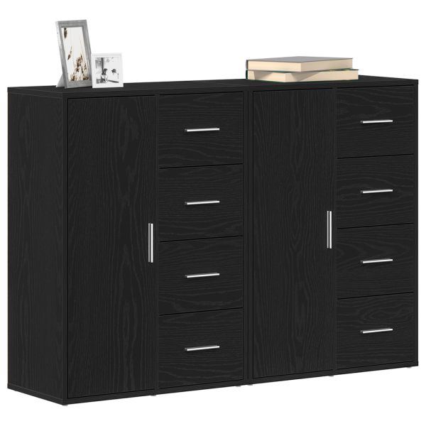 Buffets 2 pcs Carvalho Preto 60x31x84 cm Madeira Engenharia M 3