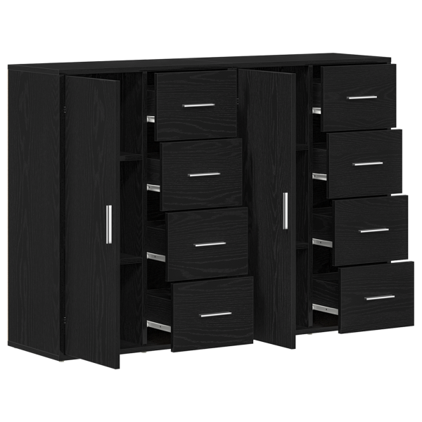 Buffets 2 pcs Carvalho Preto 60x31x84 cm Madeira Engenharia M 5