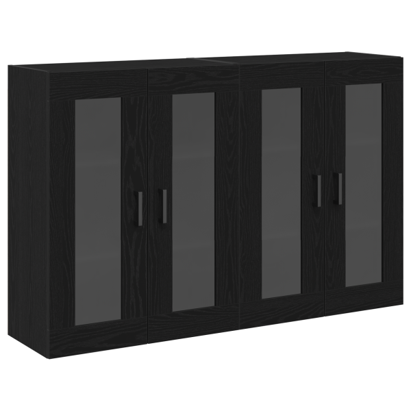 Armarios Montados en la Pared 2 pcs Negro Oak 69.5x34x90 cm Madera Elaborada M 2