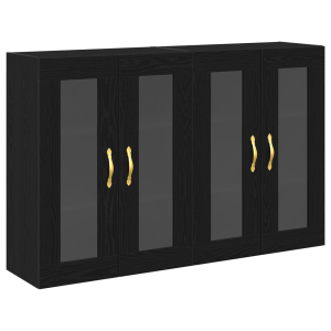 Armarios de pared 2 pcs Negro Roble 69.5x34x90 cm Madera de ingeniería H