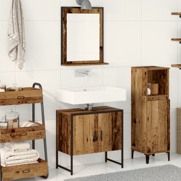 Set de Gabinetes de Baño de 2 Piezas de madera vieja de D