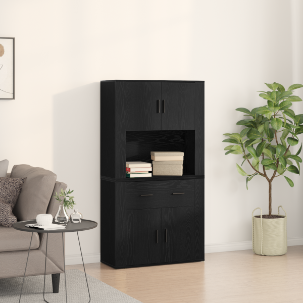 Highboard de roble negro 80x33x150 cm - Madera elaborada D