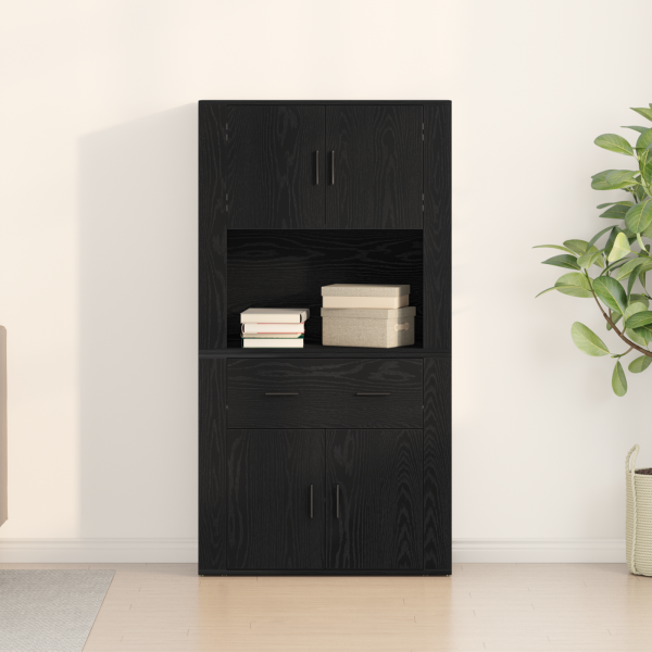 Highboard Carvalho Preto 80x33x150 cm Madeira Envolvente M 4