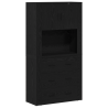 Highboard Carvalho Preto 80x33x150 cm Madeira de Engenharia 2