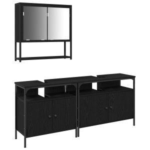 Conjunto de muebles de baño de 3 piezas en roble negro de madera elaborada H