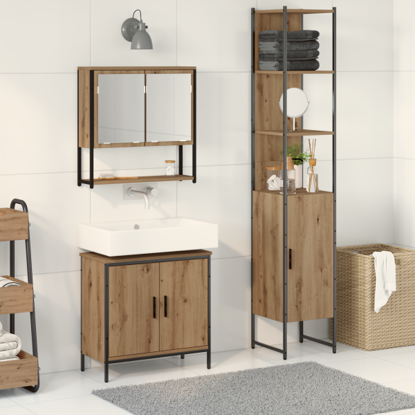Juego de Muebles de Baño de 3 Piezas de en Madera de Roble Artisan D
