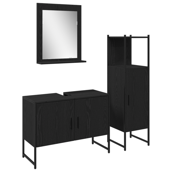 Conjunto de Muebles de Baño de 3 Piezas en Madera de Roble Negro M 2