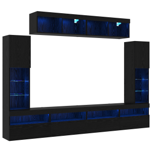 Unidades de TV de 8 piezas con LED Roble Negro Madera de Buena Calidad H
