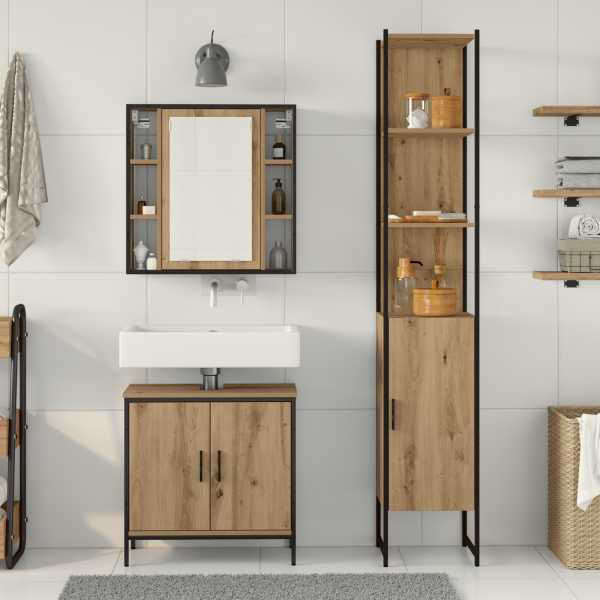 Armario de Baño Roble Artesano 33x33x185.5 cm Madera Tratada M 4