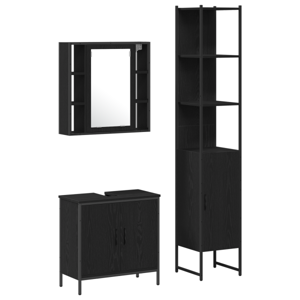 Armario de Lavabo  Roble Negro 60x30x60 cm Madera Buena M 2