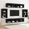 Unidades de TV Conjunto de 4 Roble negro MDF. vidrio Grande 1