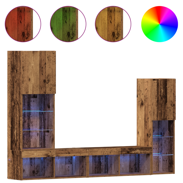 Mueble para TV  con luces LED Madera envejecida 40.5x30x102 cm M 4