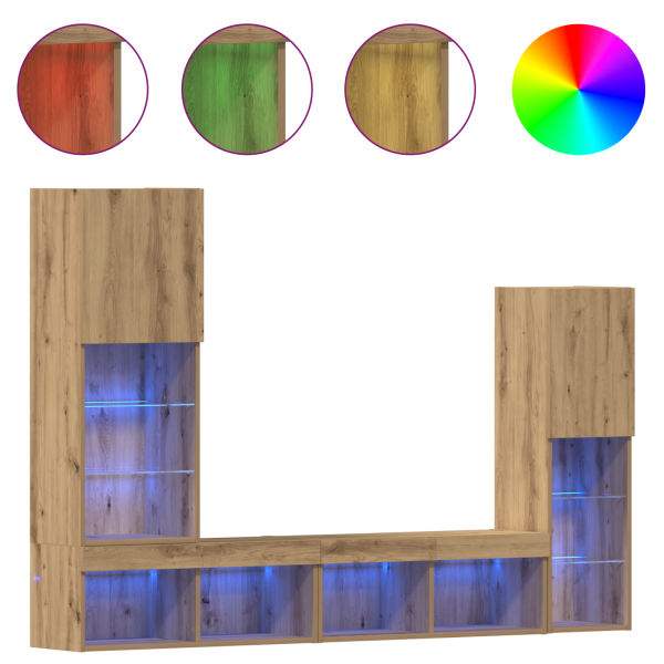 Armário para TV  com Luzes LED Carvalho Artesanal 40.5x30x102 cm M 4